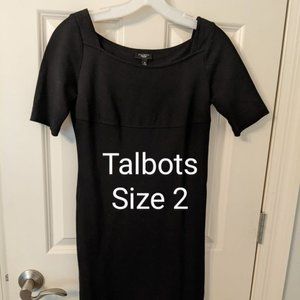 Talbots size 2 black stretchy 3/4 sleeve dress